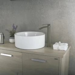 DAX Single Handle Waterfall Vessel Sink Faucet, Brass Body, Brushed Finish, 4-15/16 X 12-5/16 Inches (DAX-6690B-BN) -Bathroom Shop DAX 6690B BN 02