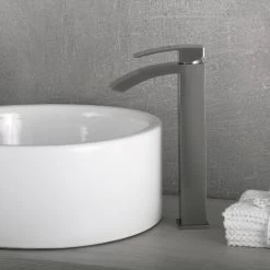 DAX Single Handle Waterfall Vessel Sink Faucet, Brass Body, Brushed Finish, 4-15/16 X 12-5/16 Inches (DAX-6690B-BN) -Bathroom Shop DAX 6690B BN 04