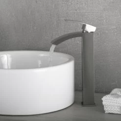 DAX Single Handle Waterfall Vessel Sink Faucet, Brass Body, Brushed Finish, 4-15/16 X 12-5/16 Inches (DAX-6690B-BN) -Bathroom Shop DAX 6690B BN 05