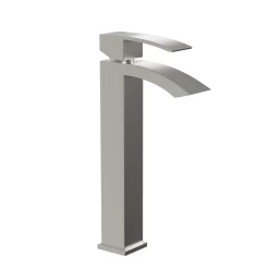 DAX Single Handle Waterfall Vessel Sink Faucet, Brass Body, Brushed Finish, 4-15/16 X 12-5/16 Inches (DAX-6690B-BN) -Bathroom Shop DAX 6690B BN web1