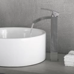 DAX Single Handle Waterfall Vessel Sink Faucet, Brass Body, Chrome Finish, 4-15/16 X 12-5/16 Inches (DAX-6690B-CR) -Bathroom Shop DAX 6690B CR 05