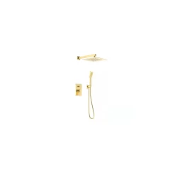 DAX Square Shower System With Hand Shower Brushed Gold Finish (DAX-6813B-BG)