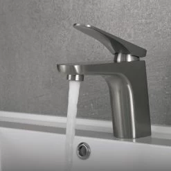 DAX Single Handle Bathroom Faucet, Brass Body, Brushed Finish, 6-7/8 X 5-5/16 Inches (DAX-805A-BN) -Bathroom Shop DAX 805A BN 05