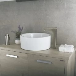 DAX Single Handle Vessel Sink Bathroom Faucet, Brass Body, Brushed Finish, 5-3/16 X 10-15/16 Inches (DAX-805L-BN) -Bathroom Shop DAX 805L BN 02