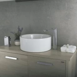 DAX Single Handle Vessel Sink Bathroom Faucet, Brass Body, Chrome Finish, 5-3/16 X 10-15/16 Inches (DAX-805L-CR) -Bathroom Shop DAX 805L CR 02