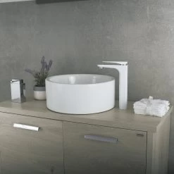 DAX Single Handle Vessel Sink Bathroom Faucet, Brass Body, White Finish, 5-3/16 X 10-15/16 Inches (DAX-805L-CW) -Bathroom Shop DAX 805L CW 02