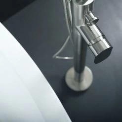 DAX Freestanding Hot Tub Filler With Hand Shower And Square Spout, Stainless Steel Body, Brushed Finish, 40-1/2 X 8-1/2 Inches (DAX-808-BN) -Bathroom Shop DAX 808 BN 05