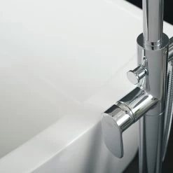 DAX Freestanding Hot Tub Filler With Hand Shower And Square Spout, Stainless Steel Body, Chrome Finish, 40-1/2 X 8-1/2 Inches (DAX-808-CR) -Bathroom Shop DAX 808 CR 04