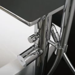 DAX Freestanding Hot Tub Filler With Hand Shower And Waterfall Spout, Brass Body, Chrome Finish, 7-7/8 X 36-1/8 Inches (DAX-8180) -Bathroom Shop DAX 8180 03