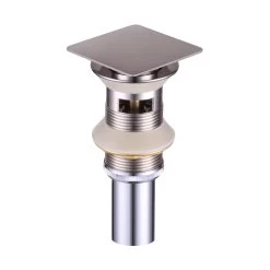 DAX Square Vanity Sink Pop Up Drain, Brass Body, Brushed Nickel Finish, 8-7/8 X 2-5/8 Inches (DAX-82013-BN)