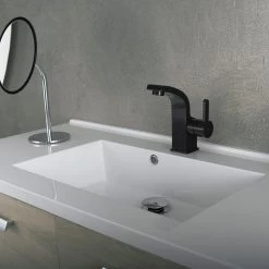 DAX Single Handle Bathroom Faucet, Brass Body, Matte Black Finish, 3-15/16 X 5-15/16 Inches (DAX-8260-BL) -Bathroom Shop DAX 8260 PB 02