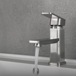 DAX Single Handle Bathroom Faucet, Brass Body, Brushed Finish, 5-15/16 X 6-1/8 Inches (DAX-8510-BN) -Bathroom Shop DAX 8510 BN 05