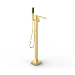 DAX Freestanding Tub Filler With Hand Shower And Square Spout Brushed Gold Finish (DAX-8833-BG)
