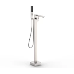 DAX Freestanding Tub Filler With Hand Shower And Square Spout Brushed Nickel Finish (DAX-8833-BN)