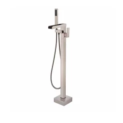 DAX Freestanding Tub Filler With Hand Shower And Waterfall Spout Brushed Nickel Finish (DAX-8853-BN)