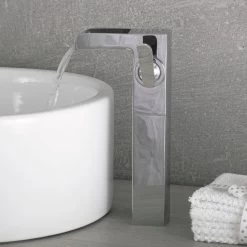 DAX Single Handle Waterfall Vessel Sink Faucet, Brass Body, Chrome Finish, 5-1/8 X 10-1/4 Inches (DAX-9825B) -Bathroom Shop DAX 9825B 05