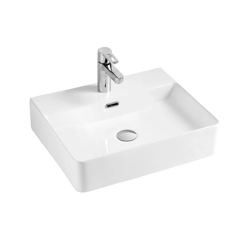 DAX Ceramic Rectangle Bathroom Vessel Basin. Finish: White Matt, Glossy White, Matt Black - (20" X 16.5")(DAX-CL1275) 2 DAX Ceramic Rectangle Bathroom Vessel Basin. Finish: White Matt, Glossy White, Matt Black - (20" X 16.5")(DAX-CL1275) - Image 2