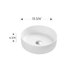 DAX Ceramic Round Bathroom Vessel Basin - (14" Diameter) (DAX-CL1277) -Bathroom Shop DAX CL1277 WM fotodraw