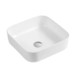 DAX Ceramic Square Bathroom Vessel Basin White Glossy - (15" X 15") (DAX-CL1282-WG) -Bathroom Shop DAX CL1282 WM WEB