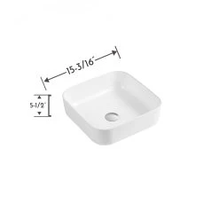 DAX Ceramic Square Bathroom Vessel Basin White Glossy - (15" X 15") (DAX-CL1282-WG) -Bathroom Shop DAX CL1282 WM fotodraw