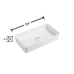 DAX Ceramic Rectangle Bathroom Vessel Basin- (24" X 13.5")(DAX-CL1320) -Bathroom Shop DAX CL1320 WM fotodraw