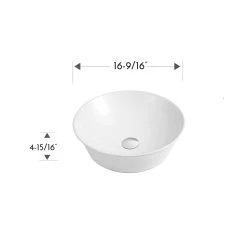 DAX Ceramic Round Bathroom Vessel Basin - (16.5" Diameter) (DAX-CL1329) -Bathroom Shop DAX CL1329 WM fotodraw