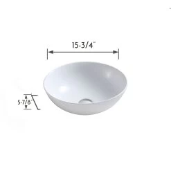 DAX Ceramic Round Bathroom Vessel Basin - (16" Diameter) (DAX-CL1344) -Bathroom Shop DAX CL1344 WM fotodraw