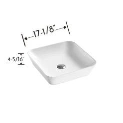 DAX Ceramic Square Bathroom Vessel Basin (17" X 17") (DAX-CL1468) -Bathroom Shop DAX CL1468 WM fotodraw