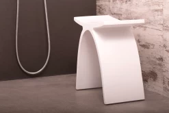 DAX Solid Surface Bathroom Stool, Standfree, Matte White Finish, 16-3/4 X 16-3/4 X 9-1/16 Inches (DAX-ST-01) -Bathroom Shop DAX ST 01 2