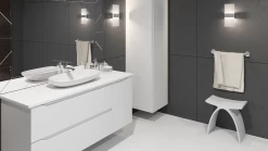 DAX Solid Surface Bathroom Stool, Standfree, Matte White Finish, 16-3/4 X 16-3/4 X 9-1/16 Inches (DAX-ST-01) -Bathroom Shop DAX ST 01 contexto