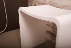 DAX Solid Surface Bathroom Stool, Matte White Finish, 15-3/4 X 17-1/8 X 11-13/16 Inches (DAX-ST-02) -Bathroom Shop DAX ST 02 2
