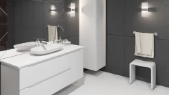 DAX Solid Surface Bathroom Stool, Matte White Finish, 15-3/4 X 17-1/8 X 11-13/16 Inches (DAX-ST-02) -Bathroom Shop DAX ST 02 contexto