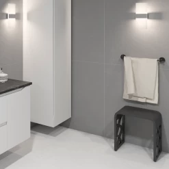 DAX Solid Surface Bathroom Stool - Matte Black (DAX-ST-05-B) -Bathroom Shop DAX ST 05 B contexto