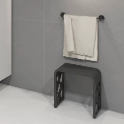 DAX Solid Surface Bathroom Stool - Matte Black (DAX-ST-05-B) -Bathroom Shop DAX ST 05 B contexto1