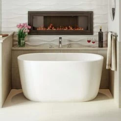 Lullaby Nano 51 Inch Small Freestanding Solid Surface Bathtub - White