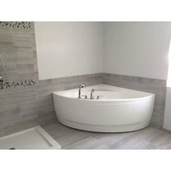 Olivia 55 Inch Acrylic Corner Bathtub - White