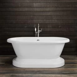 Mansfield Acrylic Double Ended Pedestal Tub - Continuous Roll Rim - No Faucet Drillings