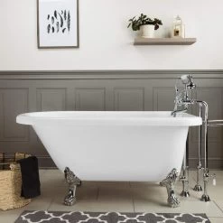 Stratford Acrylic Classic Clawfoot Tub - No Faucet Drillings - Lion Paw Feet