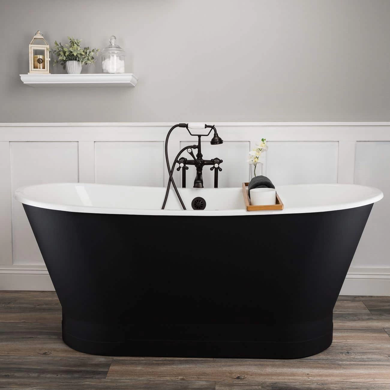 Devon 67 Inch Cast Iron Double Ended Skirted Tub - No Faucet Drillings - Satin Ebony 1 Devon 67 Inch Cast Iron Double Ended Skirted Tub - No Faucet Drillings - Satin Ebony