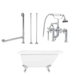 Savanna 60 Inch Acrylic Clawfoot Tub Package - White / Chrome Feet & Fixtures