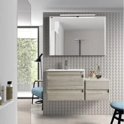 28" Single Vanity, Wall Mount, 2 Drawers With Soft Close, Cloud, Serie Barcelona By VALENZUELA