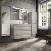 24" Single Vanity, Floor Mount, 3 Drawers With Soft Close, Cloud, Serie Barcelona By VALENZUELA