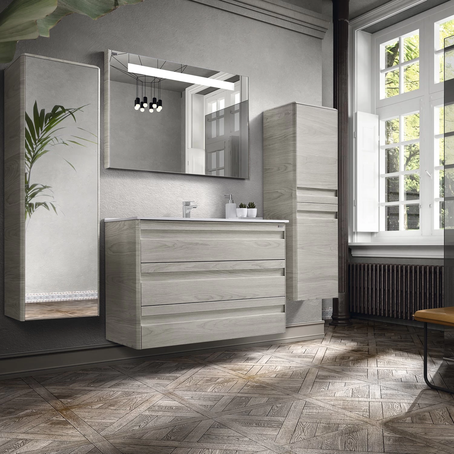 16" Tall Side Cabinet, Wall Mount, 1 Mirrored Door Whit Soft Close And Right Opening, Cloud, Serie Barcelona By VALENZUELA 1 16" Tall Side Cabinet, Wall Mount, 1 Mirrored Door Whit Soft Close And Right Opening, Cloud, Serie Barcelona By VALENZUELA