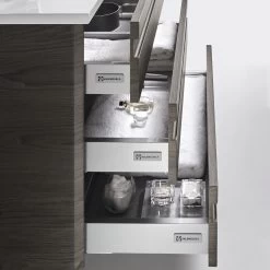 40" Single Vanity, Floor Mount, 3 Drawers With Soft Close, Walnut, Serie Barcelona By VALENZUELA