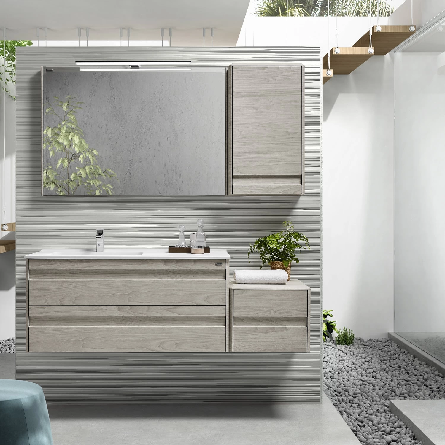 32" Single Vanity, Wall Mount, 2 Drawers With Soft Close, Cloud, Serie Barcelona By VALENZUELA 2 32" Single Vanity, Wall Mount, 2 Drawers With Soft Close, Cloud, Serie Barcelona By VALENZUELA - Image 2