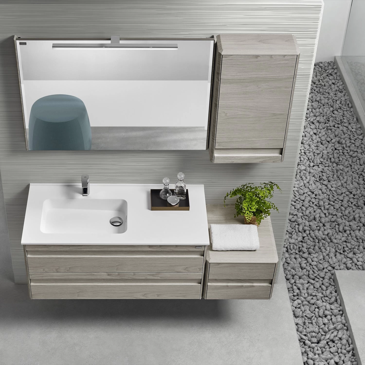 32" Single Vanity, Wall Mount, 2 Drawers With Soft Close, Cloud, Serie Barcelona By VALENZUELA 3 32" Single Vanity, Wall Mount, 2 Drawers With Soft Close, Cloud, Serie Barcelona By VALENZUELA - Image 3