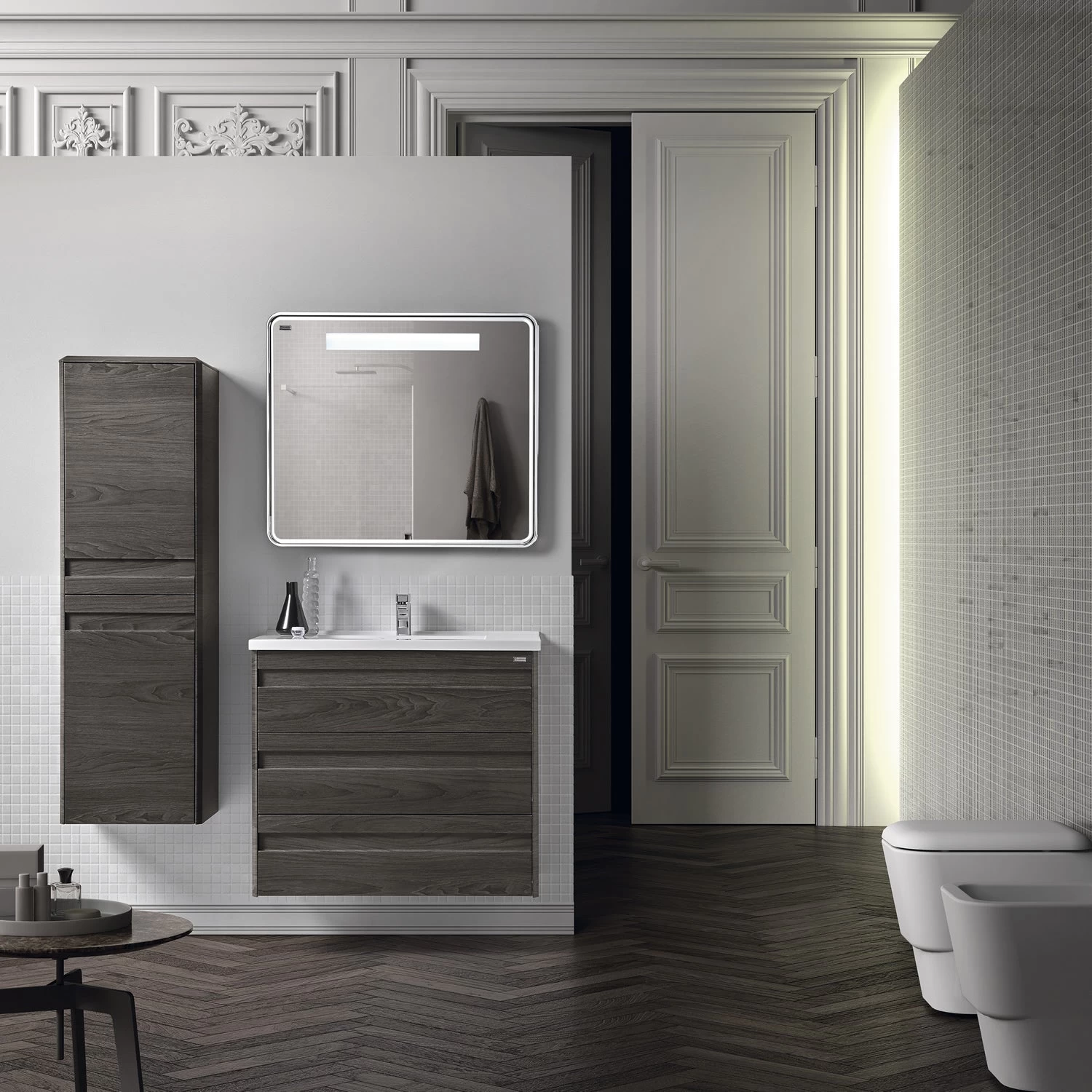 40" Single Vanity, Floor Mount, 3 Drawers With Soft Close, Walnut, Serie Barcelona By VALENZUELA 2 40" Single Vanity, Floor Mount, 3 Drawers With Soft Close, Walnut, Serie Barcelona By VALENZUELA - Image 2