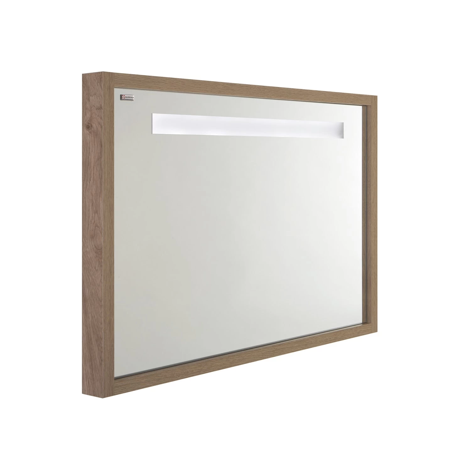 48" LED Backlit Bathroom Vanity Mirror, Wall Mount, Oak, Serie Tino By VALENZUELA