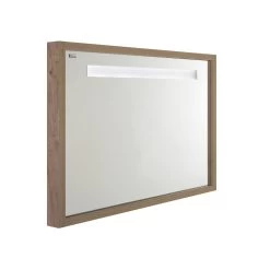 40" LED Backlit Bathroom Vanity Mirror, Wall Mount, Oak, Serie Tino By VALENZUELA