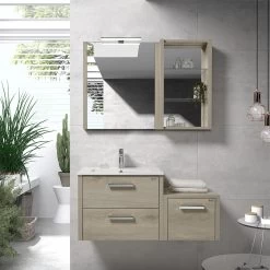 16" Lower Side Cabinet, Wall Mount, 1 Drawer Whit Handle And Soft Close, Sand, Serie Nova By VALENZUELA